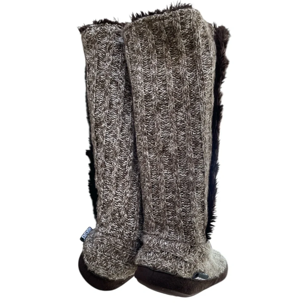 Muk Luks Women’s Malena Slouch Boots Brown Flat Heel Warm and Cozy XL